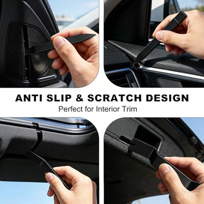 EldHus 5 Pcs Car Trim Removal Tool Kit Upholstery Tools, Auto Clip Removal Pry Tool for Door Dash Dashboard Panel Fastener Remover, Push Pin Puller Body Repair Tools, Black - color: black