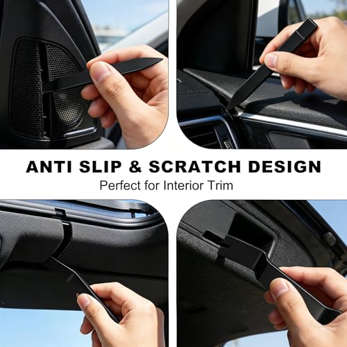 EldHus 5 Pcs Car Trim Removal Tool Kit Upholstery Tools, Auto Clip Removal Pry Tool for Door Dash Dashboard Panel Fastener Remover, Push Pin Puller Body Repair Tools, Black - color: black