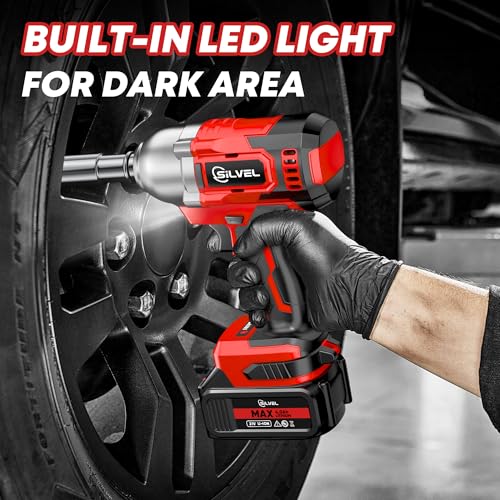 SILVEL Cordless Impact Wrench, MAX 650N.M Brushless Impact Gun 1/2 inch, 4.0Ah Battery, 6 Sockets, 3300RPM Impact Driver wih Fast Charger - size: 1 Battery