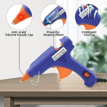 Hot Glue Gun Kit, Mini Hot Melt Glue Gun for Crafts with 30 Glue Sticks and Carry Case for Craft, School DIY Arts, and Home Repair - color: Blue