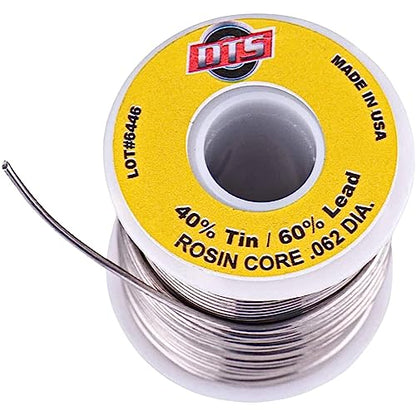 DTS Solder Wire Tin Lead 40/60 Rosin Core 0.062-inch (1.6mm) on Spool, 1 pound - Made in USA | Soldering Wire for Electronics Repair and More