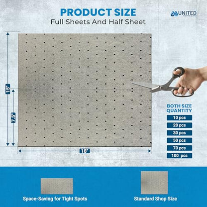Oil Absorbent Pads – Heavy-Duty 15"x18" & 7.5"x18" Meltblown Polypropylene Mats | Tear-Resistant, Hydrophobic, Reusable, Fast Oil Cleanup for Automotive, Marine & Industrial Use (10, 15in x 18in) - size: 15in x 18in