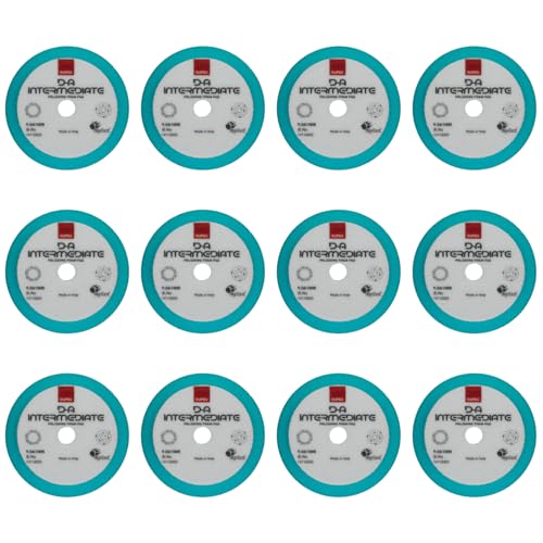 RUPES 9.DA100B Pack of 12 Light Blue D-A Intermediate Foam Polishing Pads 100mm | Ideal for Paint Correction & Gloss Enhancement | Improves Cutting Performance | Compatible with 4" Backing Plate - size: Intermediate 100mm, style: Pack of 12
