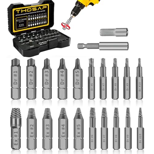 Gifts for Men and Women, Damaged Screw Extractor Kit and Stripped Screw Extractor Set with Magnetic Extension Bit Holder and Socket Adapter Easily and Quickly Remove Damaged, Broken or Stripped Screws