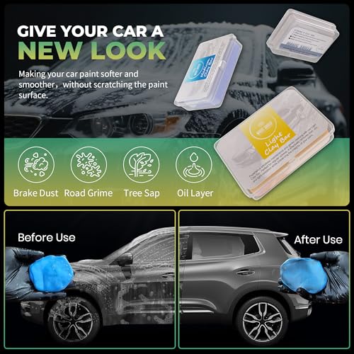 Magic Shield Clay Bar Triple Pack - 100g Each of Light, Medium & Heavy-Duty Clay Bars for Car Detailing - Deep Cleaning & Shine Restoration with Magic Clay Bars for Professional Auto Detailing - size: Triple clay bars w/o spray