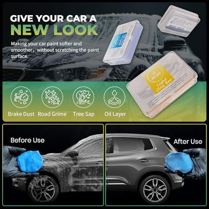 Magic Shield Clay Bar Triple Pack - 100g Each of Light, Medium & Heavy-Duty Clay Bars for Car Detailing - Deep Cleaning & Shine Restoration with Magic Clay Bars for Professional Auto Detailing - size: Triple clay bars w/o spray