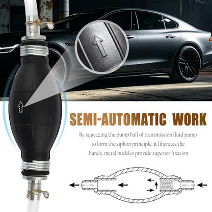 Enlarged Caliber Gas Siphon Pump for Gasoline,6.5Ft Fuel Siphon Hose Kit with Extension Nozzle Pinch Clip,Professional Gas Syphon Pump for Gasoline,Oil,Water Car Accessories