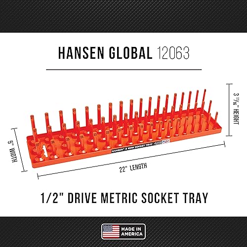 HANSEN 3 Row Socket Holder, Orange, Pack of 6 (92015) - color: Orange