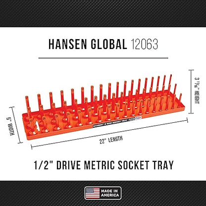 HANSEN 3 Row Socket Holder, Orange, Pack of 6 (92015) - color: Orange