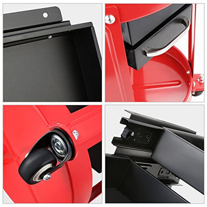DNA Motoring TOOLS-00197 Round Mechanics Roller Seat Creeper Stool With Padded Cushion, Tool Storage Drawer & Tray, 300 Lbs Max Weight Capacity - color: Red / Black
