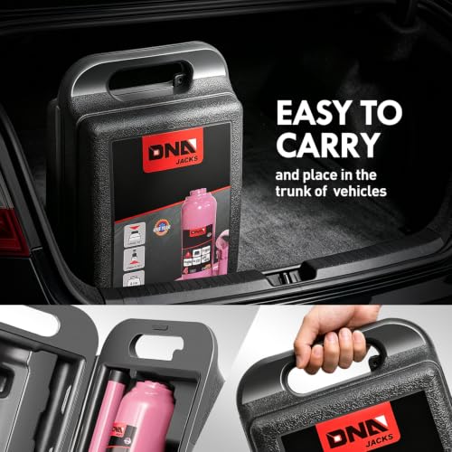 DNA Motoring 4 Ton / 8000 lbs Lifting Automotive Welded Hydraulic Bottle Jack for Car SUV Pickup, Auto Repair, with Manual Handle & Carrying Storage Case, Pink - color: Pink, style: 4 ton