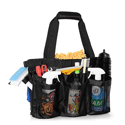 HODRANT 5 Gallon Bucket Organizer with Anti-fall Hooks & Buckle | Car Wash Bucket Caddy with Mesh Pockets, 5 Gallon Cleaning Tools Bag for Home, Auto, Garden & Fishing