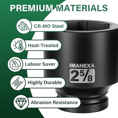 1" Drive Shallow Impact Socket,2-5/8 Inch SAE Jumbo Socket,CR-MO 6 Point for Easy Removal of Large Axle Nut（SAE) - size: 1 Inch Shallow 2-5/8", style: 1"Drive Shallow Impact Socket