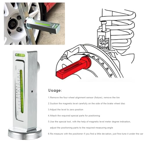 Adjustable Magnetic Gauge Tool, Automotive Camber Castor Strut Wheel Alignment Tools, Universal Camber Gauge, Vehicle Tire Repair Accessories for Most Cars Trucks RVs (Silver) - color: Silver