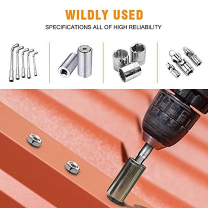 Impact Socket Adapter Set for Drill - 1/4 3/8 1/2" Impact Grade Driver Bit Set Extension Bit with Holder Ratchet Wrench Nut Hex Drive Adapter - color: 3*grey