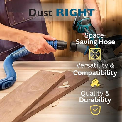 Rockler Dust Right FlexiPort Expandable Power Tool Hose Kit 3-12 Ft | Expandable Hose – Flexible Dust Collection – Dust Hose Kit – Expands 3–12 ft – FlexiPort System