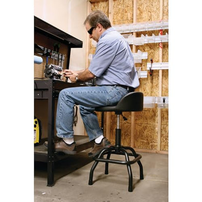 Performance Tool W85011 Pneumatic Swivel Bar Stool with Back Support, 360-Degree Swivel, Heavy Duty Steel Frame, Black - style: Pneumatic Swivel Bar Stool