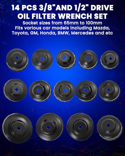 SIXIWANZI Oil Filter Socket Set, 15pc Oil Filter Wrench set for Easy Access