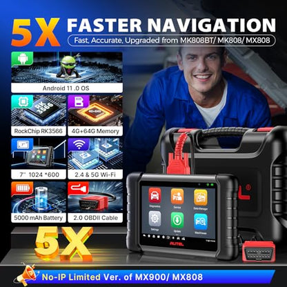 Autel Scanner MaxiCheck MX808S, 2026 US Ver of MaxiCOM MK808S MK808Z, Full Bidirectional Diagnostic Scan Tool as MK900 MX900 MK900BT MK808BT PRO, 3K+ Active Test, 28+ Service, OE All System, OS11, FCA