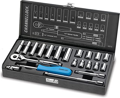 Channellock 34212 1/4" Drive Metric Socket set, 21 Piece - size: 21 Piece Metric - 1/4" Drive
