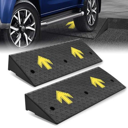Rubber Curb Ramp 5.5" Rise Height, Arrow Patterned Sidewalk Curb Ramp for Forklift Truck Bus Car SUV, Driveway Curb Ramps for Low Profile Car, Threshold Bridge Ramp for Warehouse Garage - size: 5.5" Rise Arrow