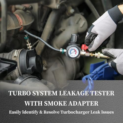 19PCS Turbo System Leakage Tester Kit, Turbo Boost Leak Tester with 8 Pairs of Stepped Adapters (1-1/4'' to 4-1/4'') Air Pressure Gauge Cooling System Radiators Intercoolers Hose Leaks Test - size: 19pcs