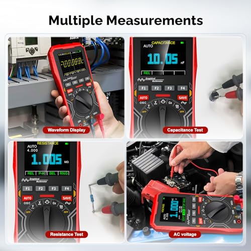2-in-1 Handheld Oscilloscope Multimeter - 1MHz Bandwidth 2.5MS/s Sampling Rate, Digital Oscilloscope & Auto-Ranging Multimeter Combo, 2.4" Backlit Display with Probes, for Electronics DIY, Repair - size: HO-12