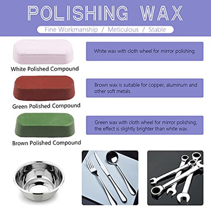 Swpeet 7Pcs 4" Buffing Polishing Wheels Polish Pad 8Pcs Kit with 3Pcs Polishing Compounds and 1/4" Drill Shank, White Cotton(50Ply)/ Yellow Cotton(36Ply)/Flannel(30Ply)/Denim Wheels for Bench Grinder - style: NO.9 Buffing Polishing Wheels
