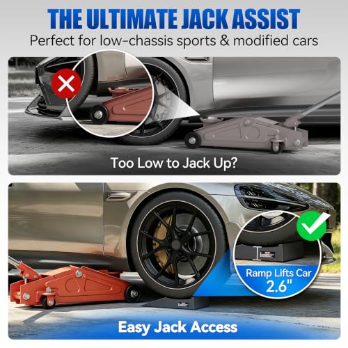 2.6" Lift Low Profile Car Ramps, Compact Tire Leveling Blocks for Low Chassis Sports Cars to Fit Floor Jack, Jack Assist - size: Low Profile