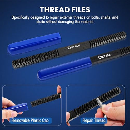 15-Piece Metric Thread Chaser Set,Master Thread Repair Kit with 7 Taps 7 Dies & Thread File,M6, M8, M10, M12,Automotive Rethreading Tool with Case - color: 15PCS Metric Thread Chaser Set
