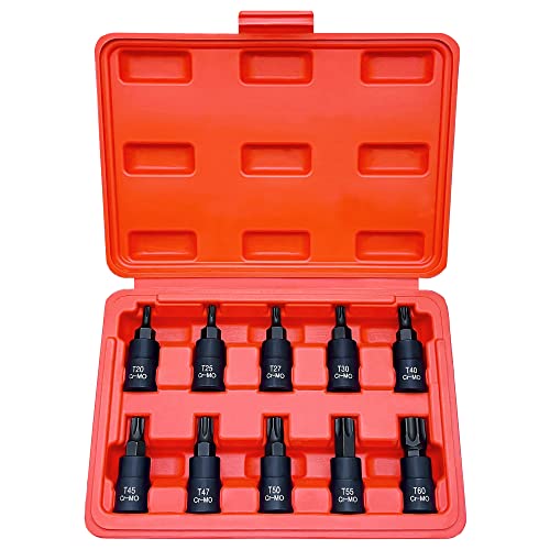 Torx Bit Socket Set, Premium Cr-Mo Steel | 10-Piece Star T20 - T60 Set | 3/8-Inch Drive | Enhanced Storage Case… - size: Torx Bit