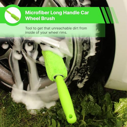 7-in-1 Car Detailing Kit - Powerful Multi-Purpose Complete Auto Cleaning Set with Telescopic Mop, Microfiber Mitt, Towel, Wheel & Interior Brushes