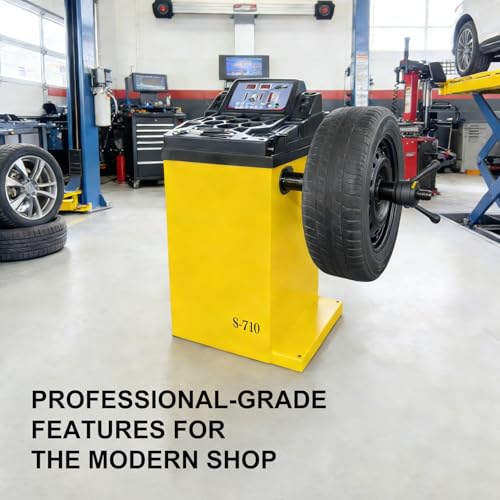 Wheel Balancer Machine, 10-24" Rim, Manual Input, Dynamic/Static/ALU/Motorcycle Modes, 0.25KW Pure Copper Motor, 110V for Garage Workshop Tire Repair (±1g Accuracy)