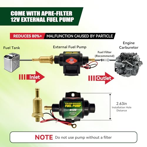 12D Micro Electric Diesel Fuel Pump Universal 5/16 inch Inlet and Outlet 12V 1-2 A, 35 GPH, 4-7 PSI - color: 4-7PSI 35 GPH for diesel
