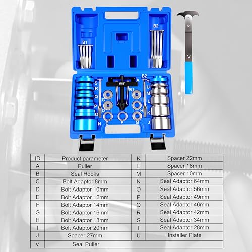 SGT Crank Bearing Camshaft Seal Installer and Remover Set,33pcs Crank Bearing Camshaft Seal with Seal Puller,Crank Seal Installer kit for Automotive Engine Repair - color: BLUE