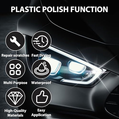 Plastic Polish Cleaner Kit, Removes Scratches & Scuffs | Plastic Scratch Remover 13.52oz and Cleaner 3.38oz, Ultra Fine Scratch Remover for Acrylic Surfaces
