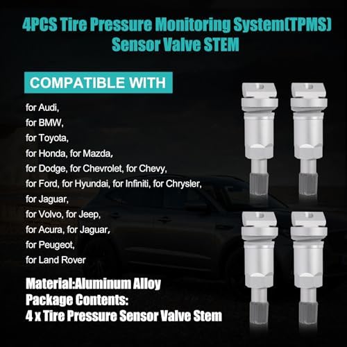AULINK 4PCS Tire Pressure Sensor Valve Stem (TPMS) Repair Kit Compatible with BMW Toyota Honda Dodge Chrysler Chevrolet/Chevy Ford Hyundai Infiniti Jaguar Land Rover Volvo Jeep Acura