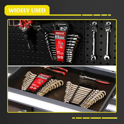 EMENTOL 12 Pieces Flex-Head Ratcheting Wrench Set with Organizer Rack, CR-V, 72-Teeth, Metric Ratchet Combination Wrenches Set, 8mm - 19mm - size: Metric 8-19mm