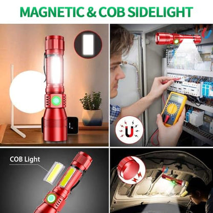 AdamStar Black Light Flashlight, 3 in-1 Rechargeable Flashlights, UV Light Magnetic LED Flashlight High Lumens, 7 Mode Camping Waterproof Flashlight for Pet Urine Detection - color: (Black + Red) with case