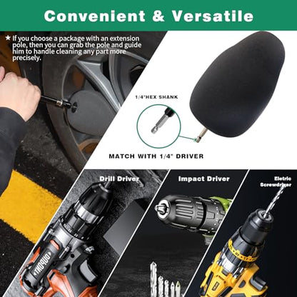 Wheel Polisher Kit for Drill,1/4" Hex Shank for Standard Household Drill/Impact Driver,Gourd Head Design is Very Suitable for Cleaning All Kinds of Wheels, Exhaust Tips,Grilles & etc. - size: 1PCS Wheel Polisher