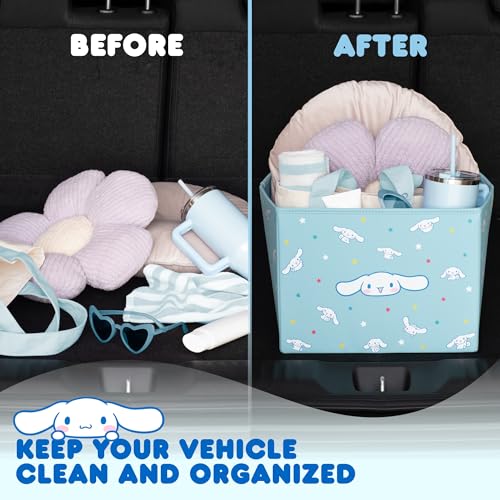 Sanrio Cinnamoroll Car Trunk Organizer, Steering Wheel Cover, Air Freshener & Refill – Cute, Collapsible, Heavy-Duty Storage & Car Accessories for Groceries, Tools, Travel – 12.5"L x 12.5"W x 9"H - style: Pack Cinnamoroll