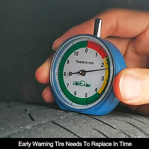 GODESON 88703 Dial Tire Tread Depth Gauge in MM,Professional for Motorcycle, Car,Truck and Bus - size: 1 Pack, style: MM