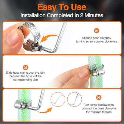 KELIN 217PCS 304 Stainless Steel Hose Clamp Kit, 9 Sizes from 1/4" to 2-1/2" (6-63mm) Adjustable Worm Gear Clamps with Socket Wrench& Screwdriver, Automotive Fuel Line Water Pipe Clamps Assortment Set - size: 217PCS
