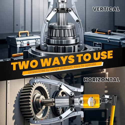 NEWTRY 5 Ton Hydraulic Gear Puller Kit, Wheel Bearing Pulling Separator, 3 Jaw Puller, Vertically & Horizontally, w/Case, Heavy Duty Mechanical Repair - size: 5 Ton