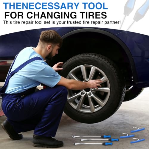 Tire Spoons Kit, 38PCS Tire Changing Tool for Motorcycles, Dirt Bikes, Lawn Mowers and Tractors, 14.5" Tire Spoons with Rim Protector, Valve Tool, Valve Cover and Valve Core
