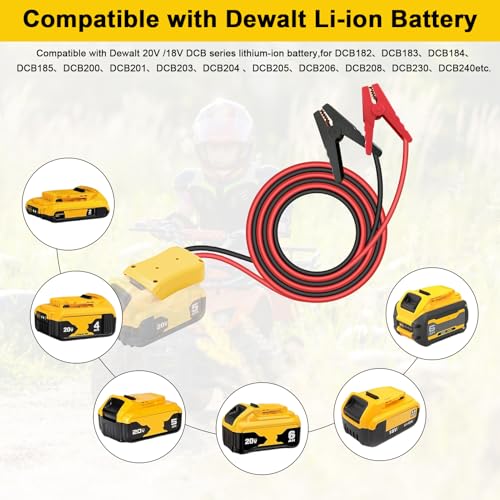 Jumper Cable Clamps for DeWalt 20V Battery Jump Starter, 3.28FT 8AWG Heavy Duty Car Battery Jumper Cable with Adapter for DeWalt, Portable Automotive Battery Booster Cable with Storage Case - size: 3.28 Ft