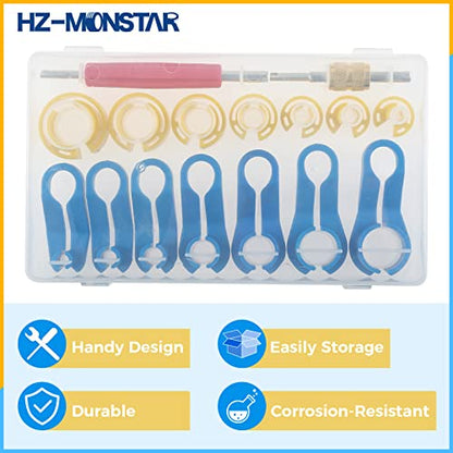 16Pcs AC Fuel Line Disconnect Tool Set, Fuel Line Removal Tool with Storage Box 1/4 5/16 3/8 1/2 5/8 3/4 7/8 Inch for AC Fuel Line Transmission Oil Cooler Line and Most Car