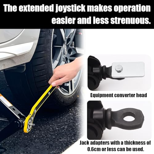 Car Jack Ratchet Wrench, 360° Swivel Labor-Saving Vehicle Tire Wheel Jack Lift Speed Handle Repaire Tool with Converter, Automotive Lug Wrench Accessories, Universal for SUV Travel Vans