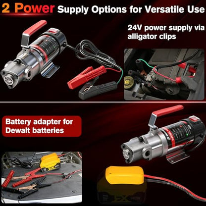 Engine Oil Transfer Pump, Electric Oil Pump with Battery Adapter for Dewalt 20V Batteries, 3.2GPM High Flow Fluid Transfer Pump, Oil Change Pump Extractor for Engine Oil, Gear Oil - color: with Hose+D Adapter