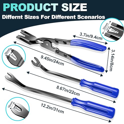 Keze 7 Pcs Auto Plastic Trim Removal Pry Tool & Clip Plier Remover Kit for Removal Car Body Upholstery Door Panel Dashboard Automotive Push Rivets Fasteners-Blue - color: Blue-Auto Trim Removal Pry Tool